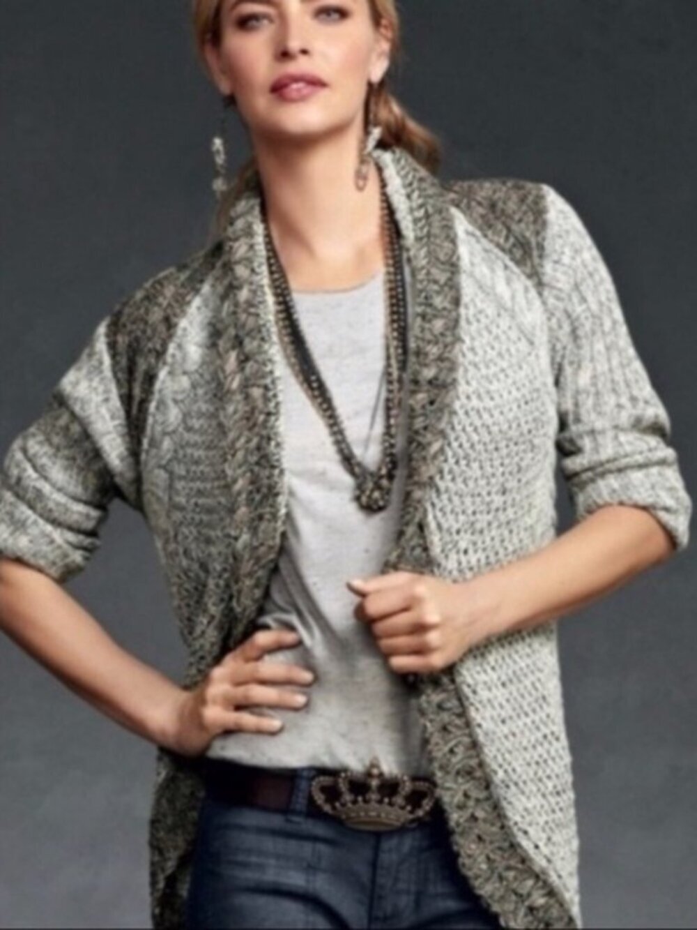 Cabi Shadow Circle Cardigan Style #910 Sz S